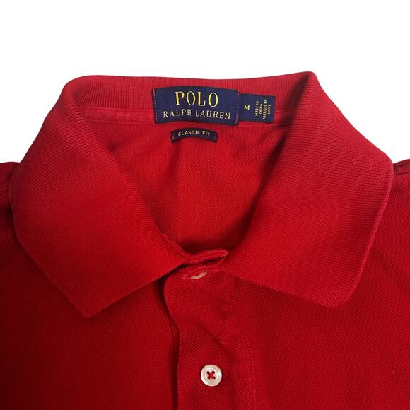 Ralph Lauren Classic Fit Polo Bear Polo Shirt Embroidered Red Mens Medium Cotton - Picture 6 of 9